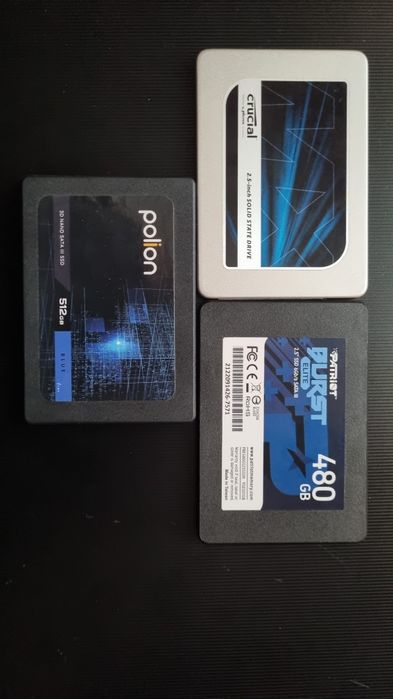 Ssd crucial 525gb, patriot 480gb, polion 512gb