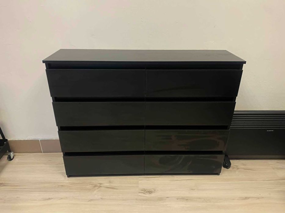Komoda czarna 8 szuflad hugo pojemna szafka 120cm loft