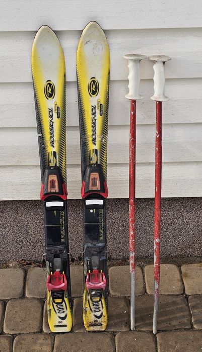 Narty dziecięce Rossignol 90 cm + kijki