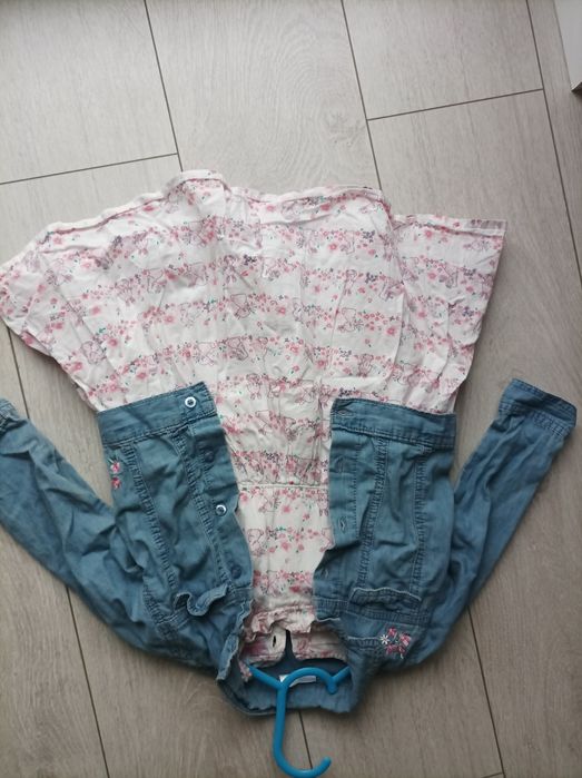 Ubranka wiosenne dziewczynka 86 Paczka sukienki bluzki rampersy