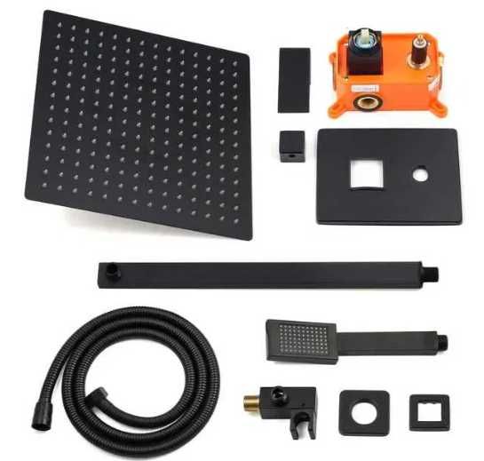 Душевой гарнитур QUYANRE для скрытого монтажа в черном цвете дисплей