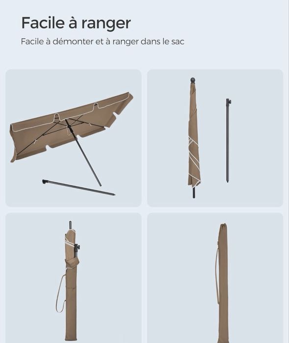 Parasol SONGMICS 200 x 125 cm – regulowany, składany, UPF 50+