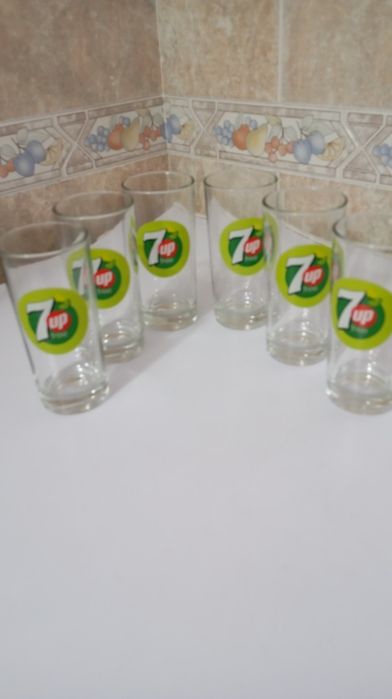 6 Copos 7UP vidro novos
