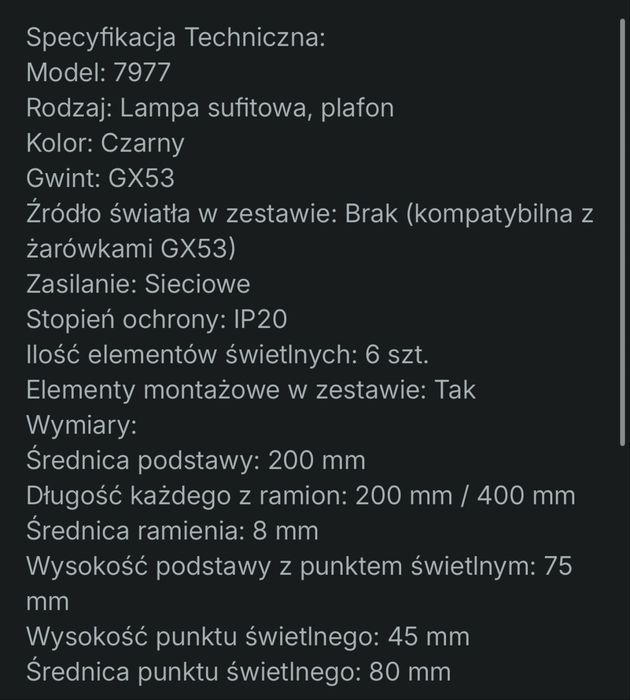 Lampa sufitowa nowa