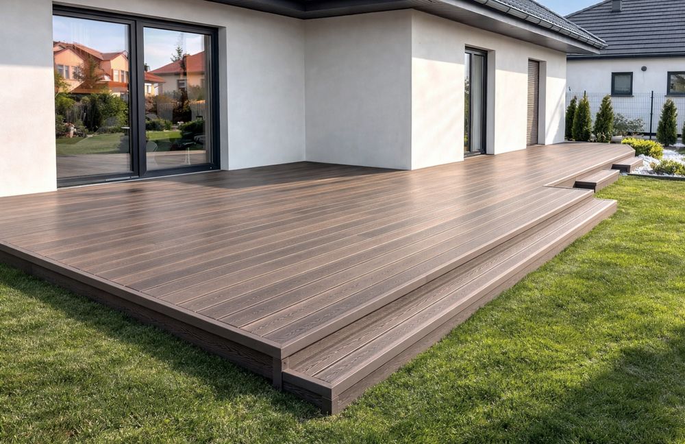 Taras z kompozytu lub drewna.
