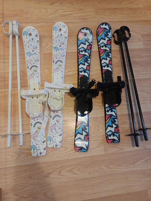 Narty dla dzieci 2 komplety narty + kijki długość, nart 70cm