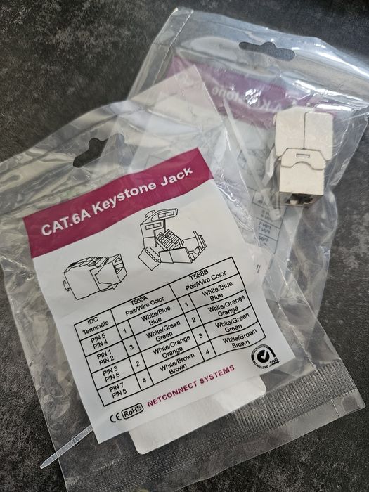 Gniazda Ethernetowe Keystone Cat.6A STP/SFTP ekranowane, nowe