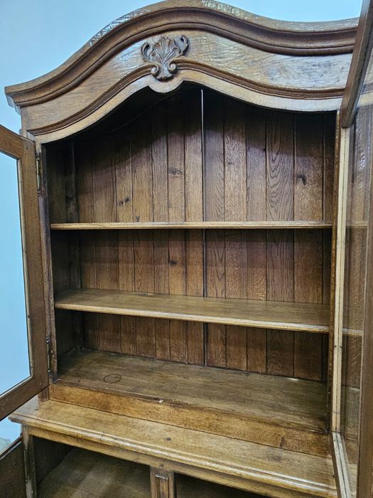 Stylowy dębowy kredens biblioteczka witryna Francja /