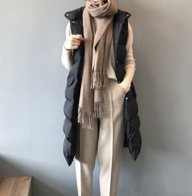 Długi puchowy bezrękawnik M/L