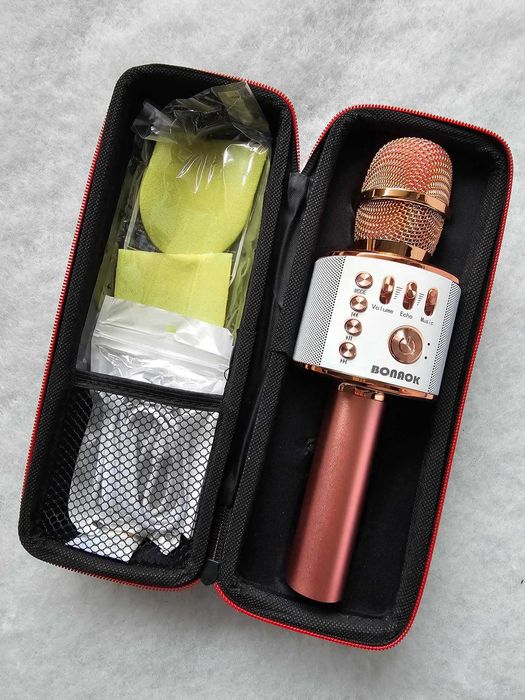 BONAOK  Mikrofon karaoke bezprzewodowy, 3 in 1 Bluetooth, różowe złoto