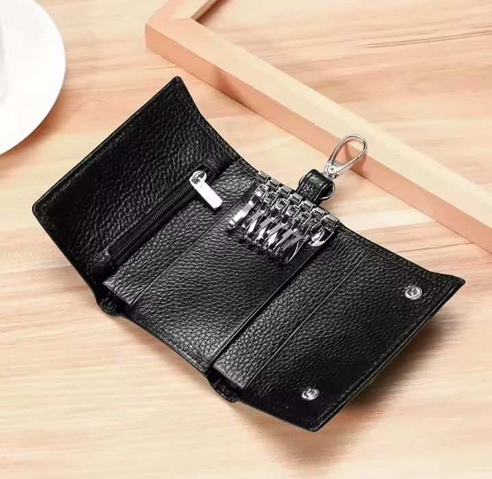 Ключница кошелек кожаная черная мужская женская для ключей