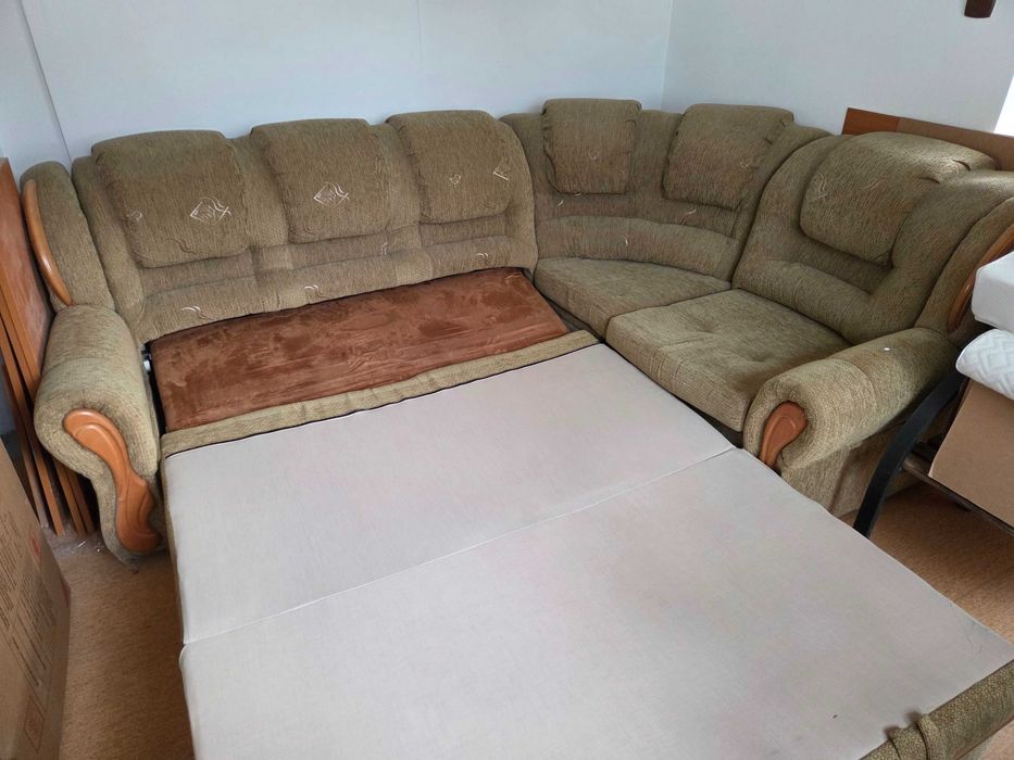 Narożnik wypoczynkowy, materiałowy z funkcją spania