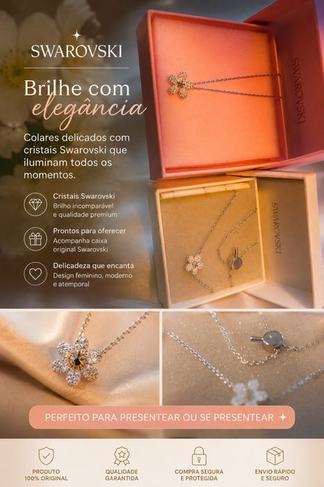 Conjunto Swarovski – Colar e Pulseira com Design Floral