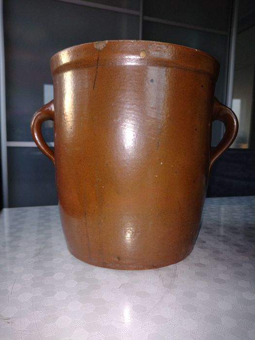 Garnek gliniany kamionkowy 7 l orginalny   z Bochni