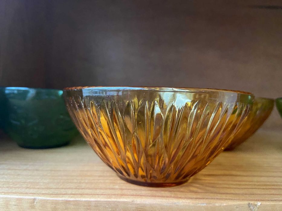 Taças de sobremesa vintage (2 âmbar + 2 verdes)