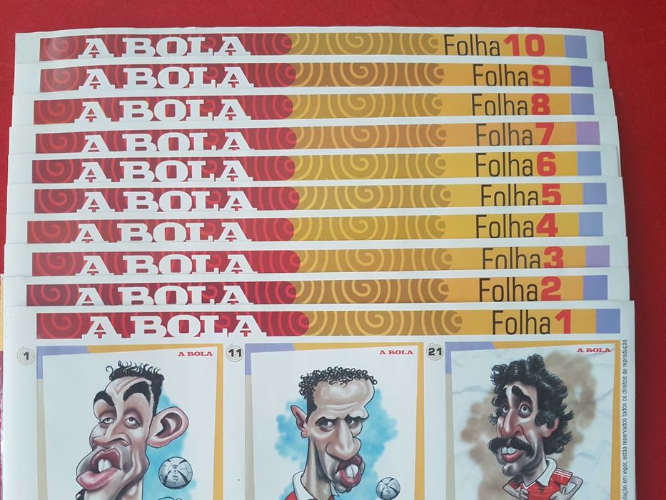 Caricaturas Benfica, Sporting e Porto, Jornal 'A Bola' Caderneta Cromos Completa