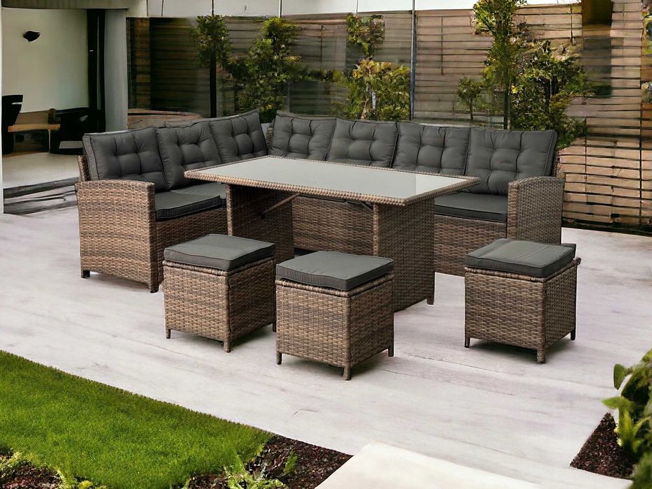 Narożnik Ogrodowy Technorattanowy Zestaw Mebli Ogrodowych 4 kolory