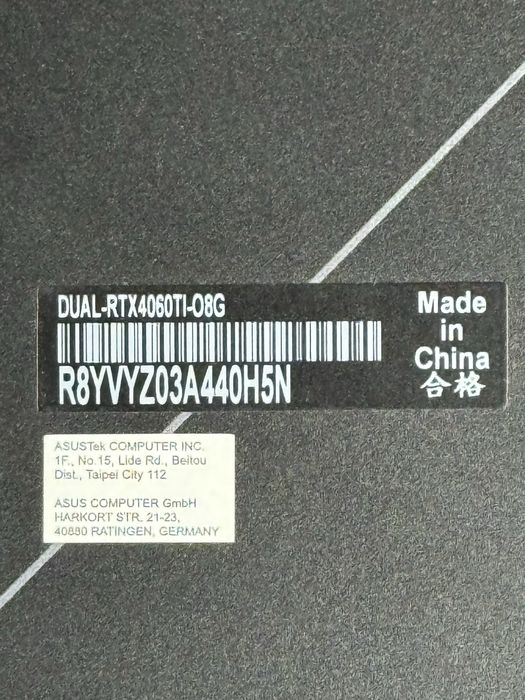 Видеокарта Asus RTX 4060 Ti 8gb Dual OC