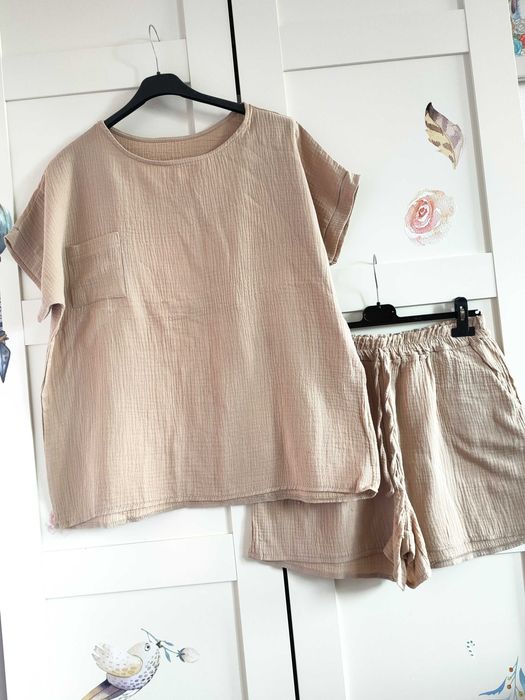 Komplet muślin wiskoza koszula + spodenki