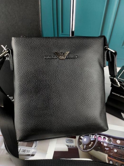 Шкіряна чоловіча сумка Armani Армані мужская кожаная сумка