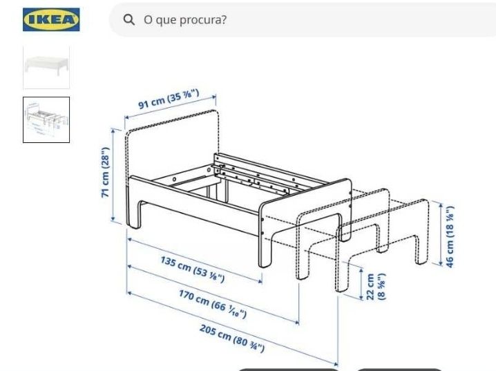 Cama extensível Ikea criança com colchão