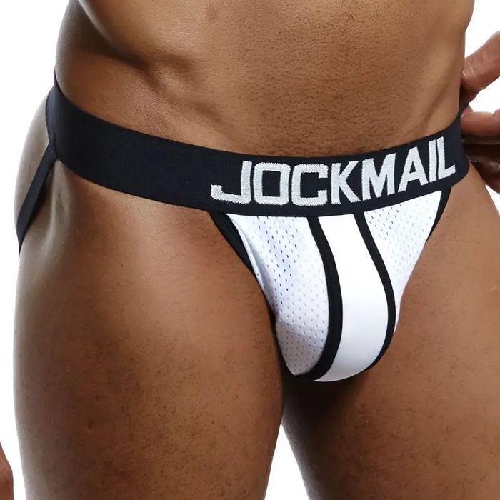 Sexy Męskie Sportowe Jockstrapy z Siatką i Kieszonką na Trening - M