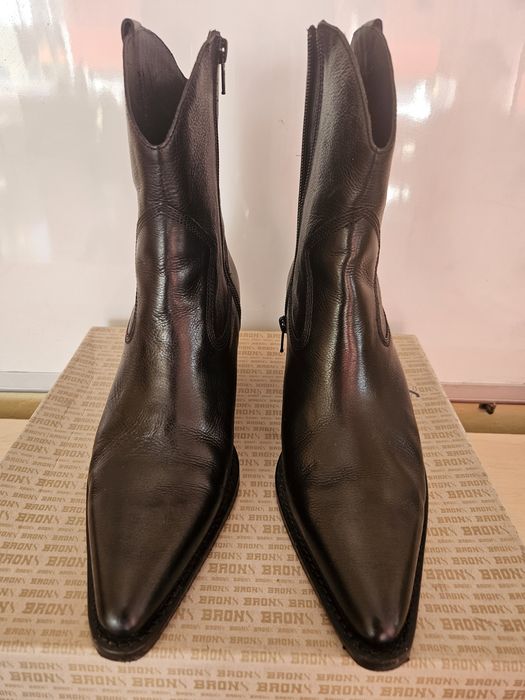 Czarne botki kowbojki Bronx skóra