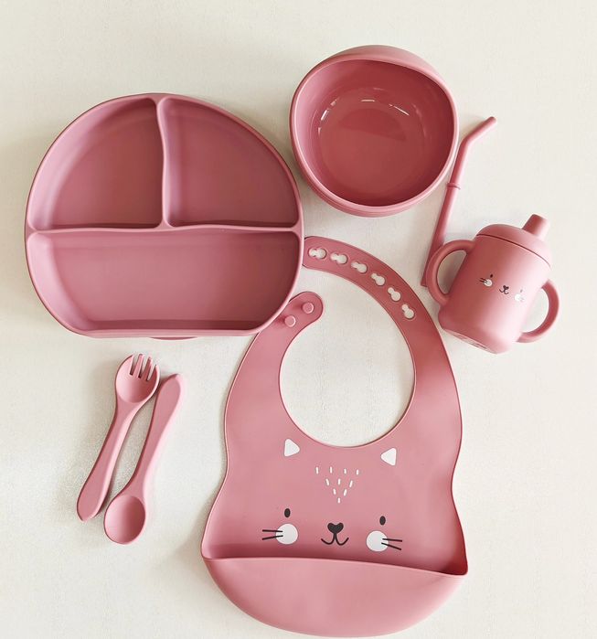 Набір дитячого силіконового посуду з принтом