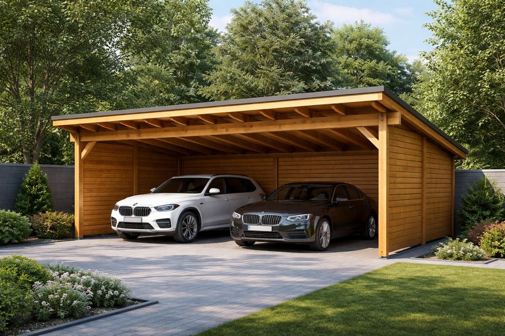 Carport drewniany wiata na 2 auta