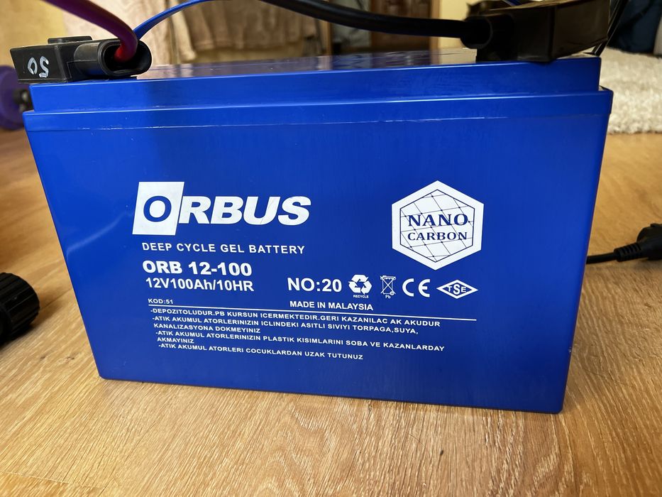 Гелевий акумулятор ORBUS 100Ah  + інвертор 1000W чиста синусоіда