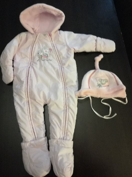 BABALUNO, kombinezon jednoczęściowy zimowy, czapka, r.62-68-74