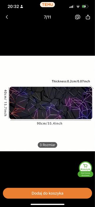 Podkładka gamingowa do gier Trójwymiarowa Nowa Duża