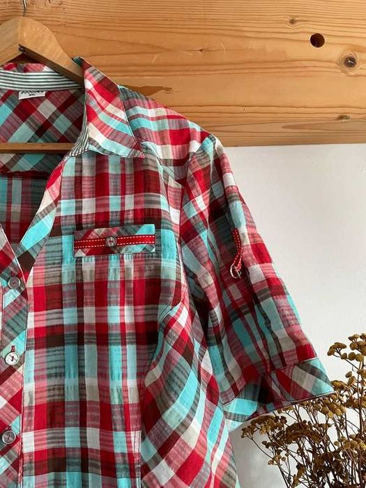 Koszula, w kratę elegancka bawełniana do pracy plus size 3XL/46