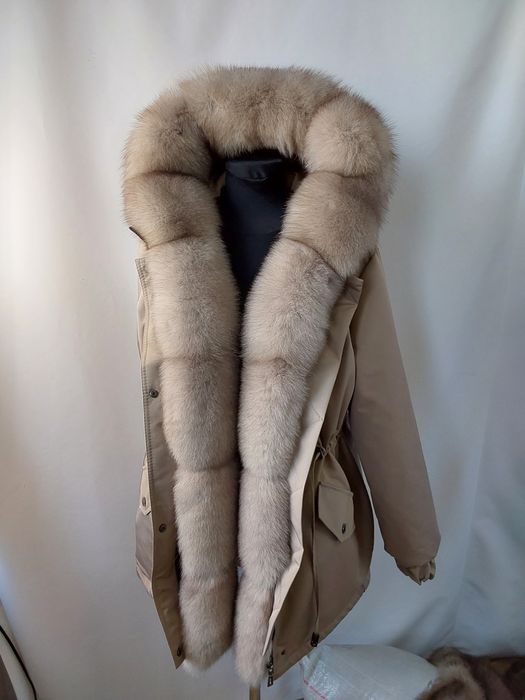 Жіноча парка, куртка з фінським песцем під соболь, розміри 42-60