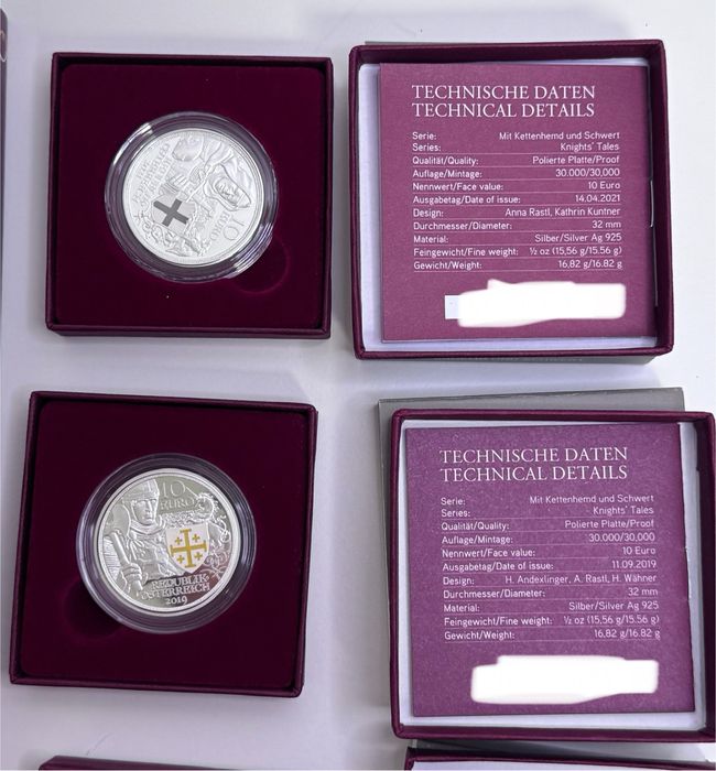 Moedas Austria Euros Prata e Cobre Colecao completa