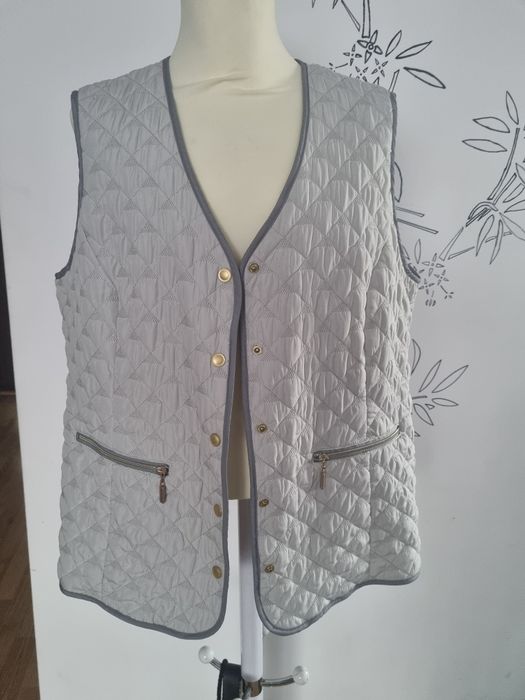 Kamizelka damska 50 bezrękawnik szara srebrna złota pikowana