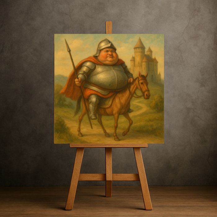 Wielki Rycerz i Mały Rumak – Kontrast, który przyciąga wzrok