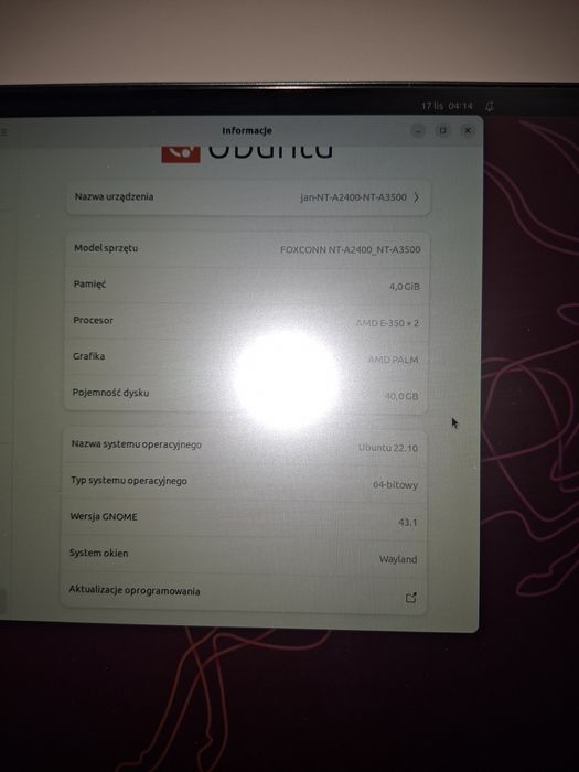 Komputer przenośny foxcoon ssd