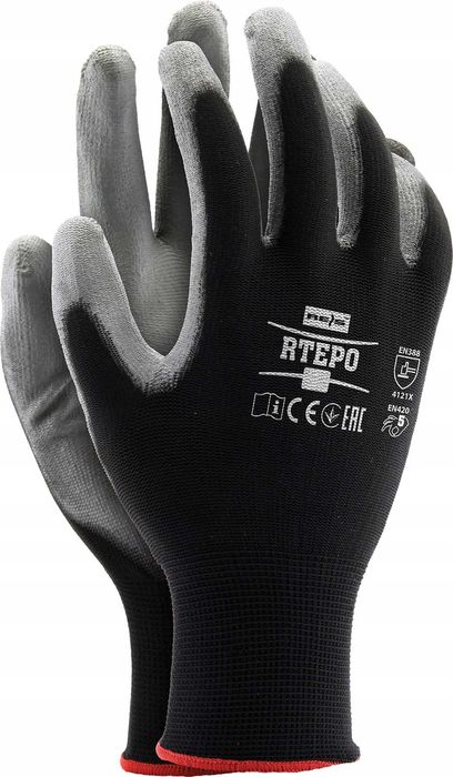 Rękawice robocze / czarno-szare / rozmiar: 8 - m / rtepo_bs8 - 120 szt