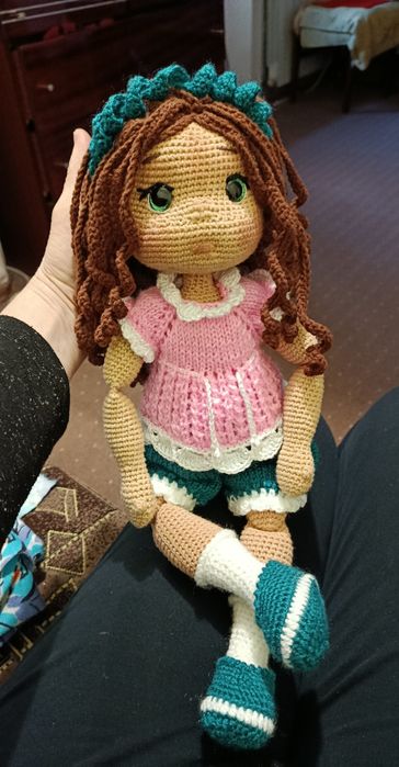 Подарок. Вязаная куколка Обнимашка. 39см. В'язана лялька