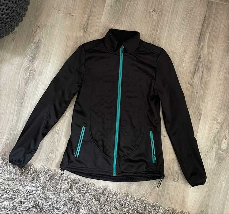 crivit 36 S czarna kurtka bluza softshell turkus stójka