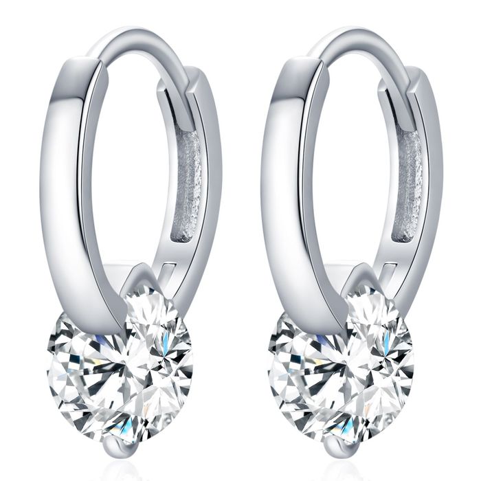 Срібні сережки-кільця з муасанітом 1.00 ct × 2 “Adélie”