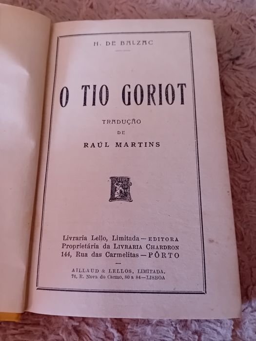 Conjunto de 2 Livros Antigos O Tio Goriot/O Conde de Monte Cristo