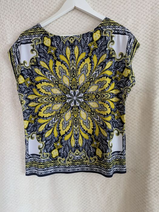 Bluzka damska we wzory mandala żółto-granatowa r. M/L