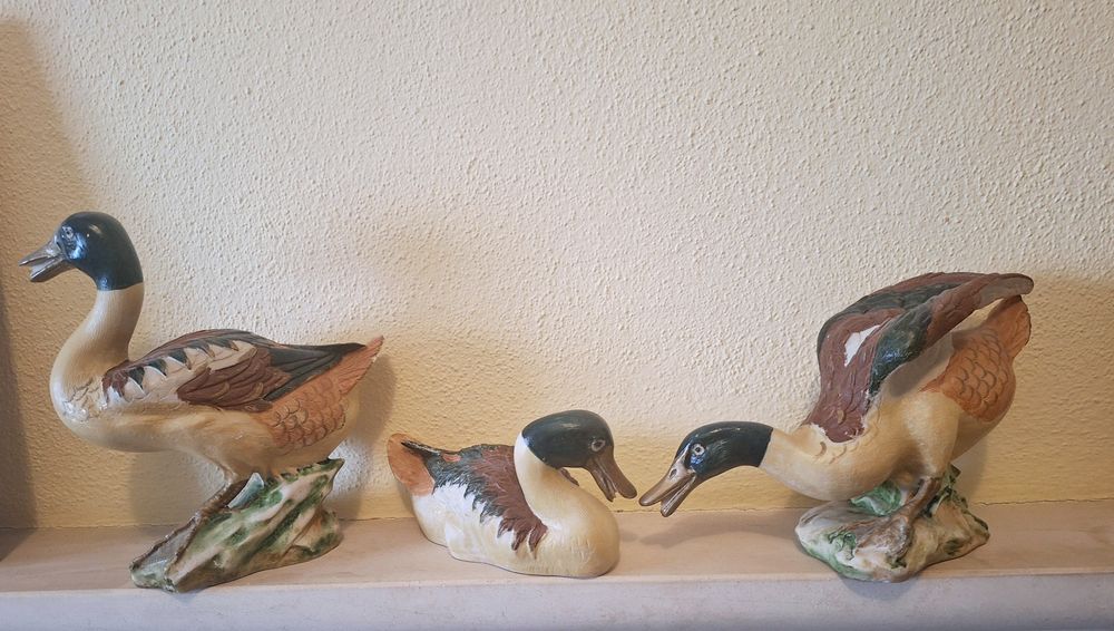 Conjunto de 3 patos de cerâmica