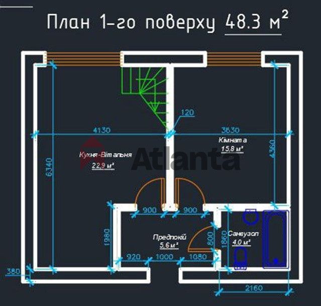 Дворівнева квартира район Кварцу