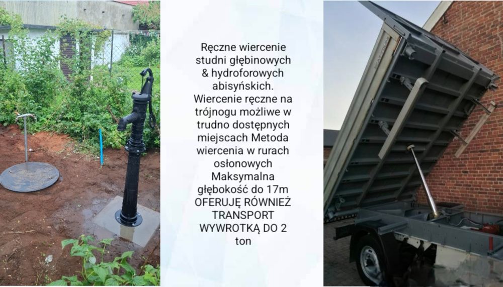 Wiercenie STUDNI odwierty studzienne głębinowe oraz hydroforowe abisyńskie studnia wiercenie ręczne