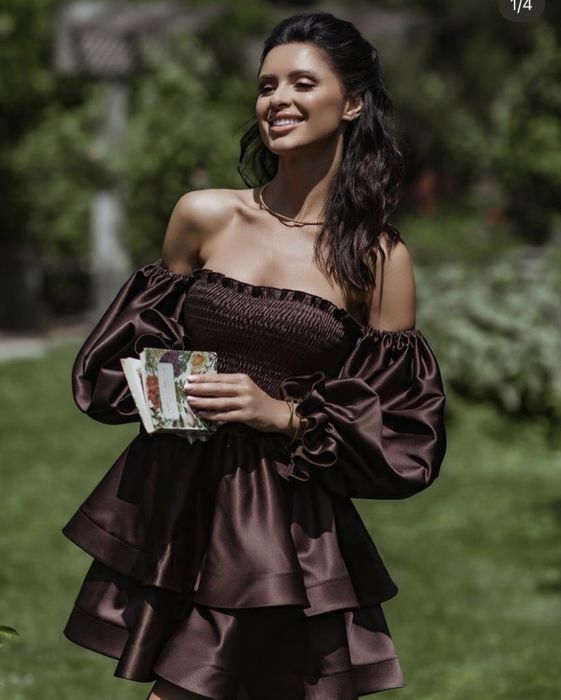 Сукня шоколадна святкова , випускна , коктейльна