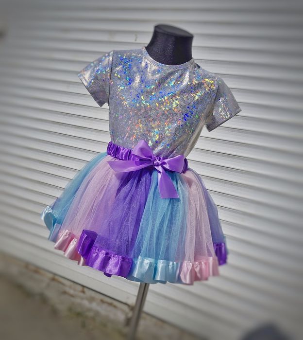 Різнокольорова спідничка Веселка,юбка радуга,костюм Єдиноріг