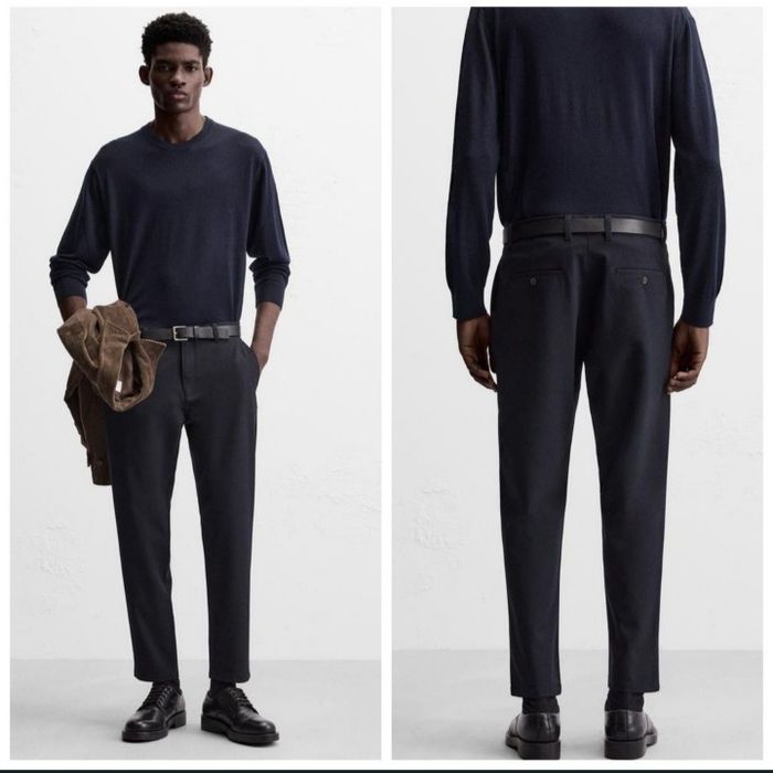 MASSIMO DUTTI Zara L-XL zestaw chinosy i sweter MERINO WOOL